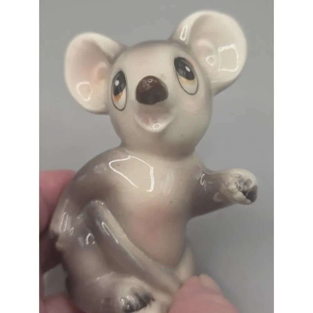 Vintage Miyako 1960s Mouse Salt Pepper Shakers Gray Ceramic Japan Kitsch